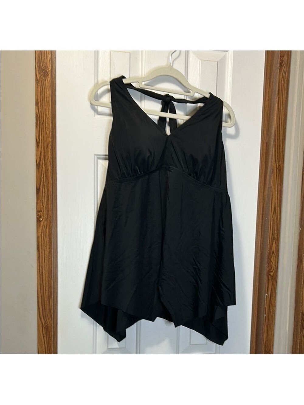 Swimsuits For All Black Asymmetrical Tie Front Tankini NWT